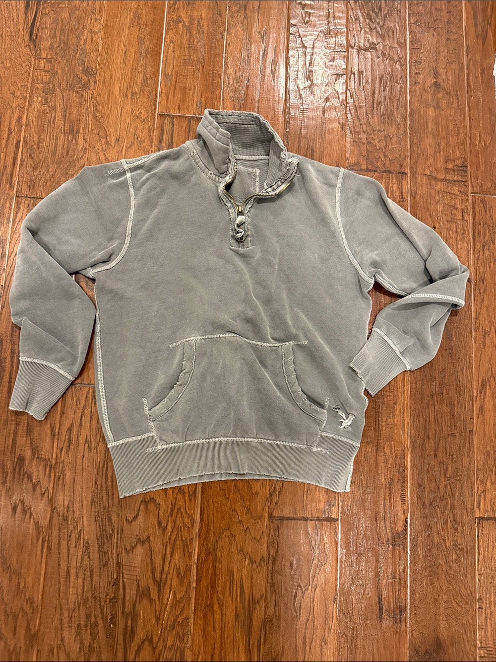 VINTAGE American Eagle Outfitters Washed Gray Quarter-Zip Sweatshirt